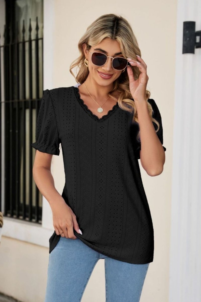 Analog Eyelet Blouse - Brick + Boho