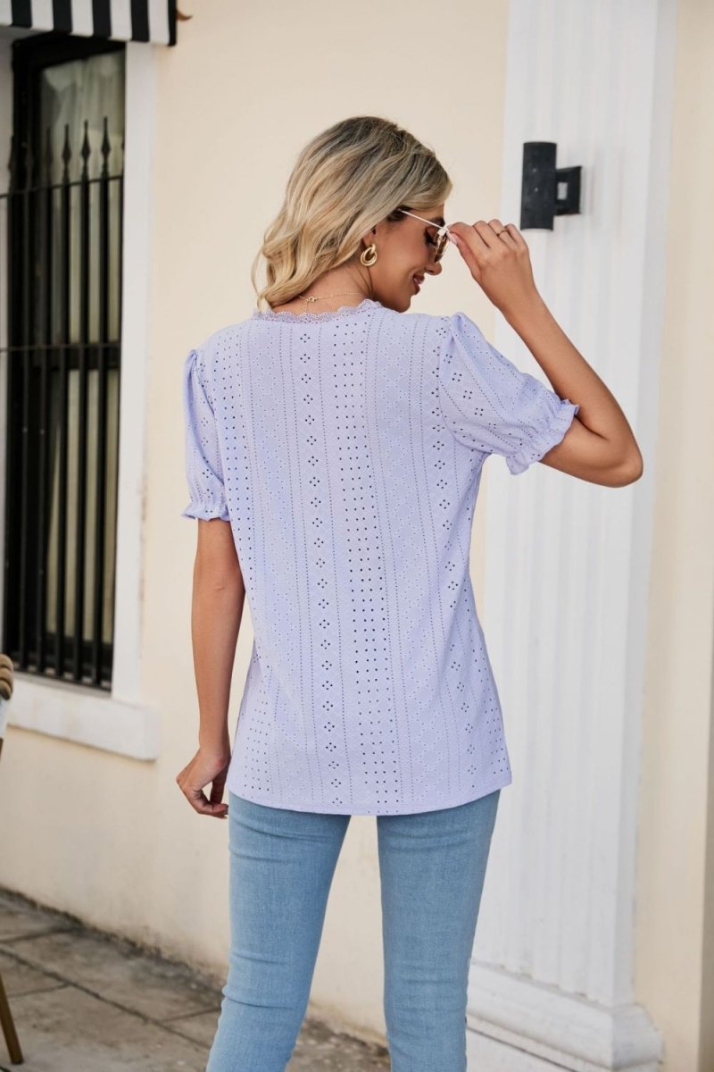Analog Eyelet Blouse - Brick + Boho