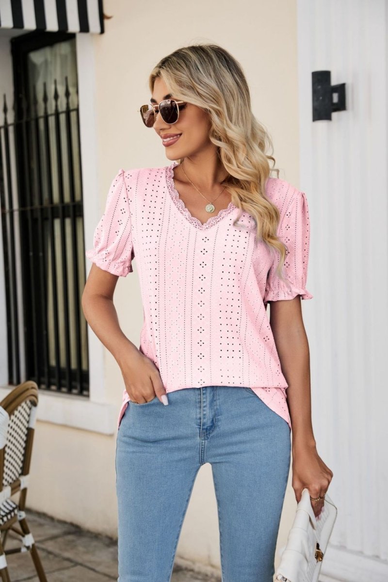 Analog Eyelet Blouse - Brick + Boho