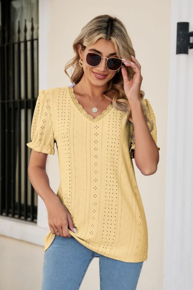 Analog Eyelet Blouse - Brick + Boho