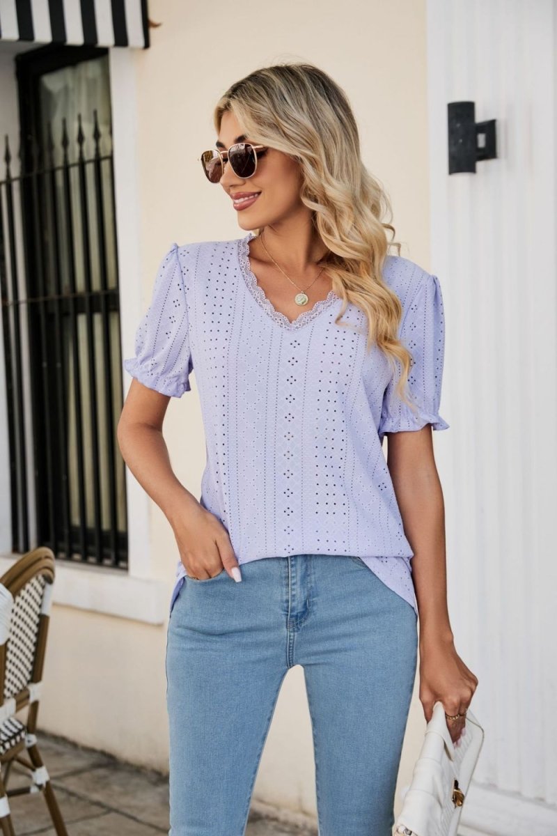 Analog Eyelet Blouse - Brick + Boho