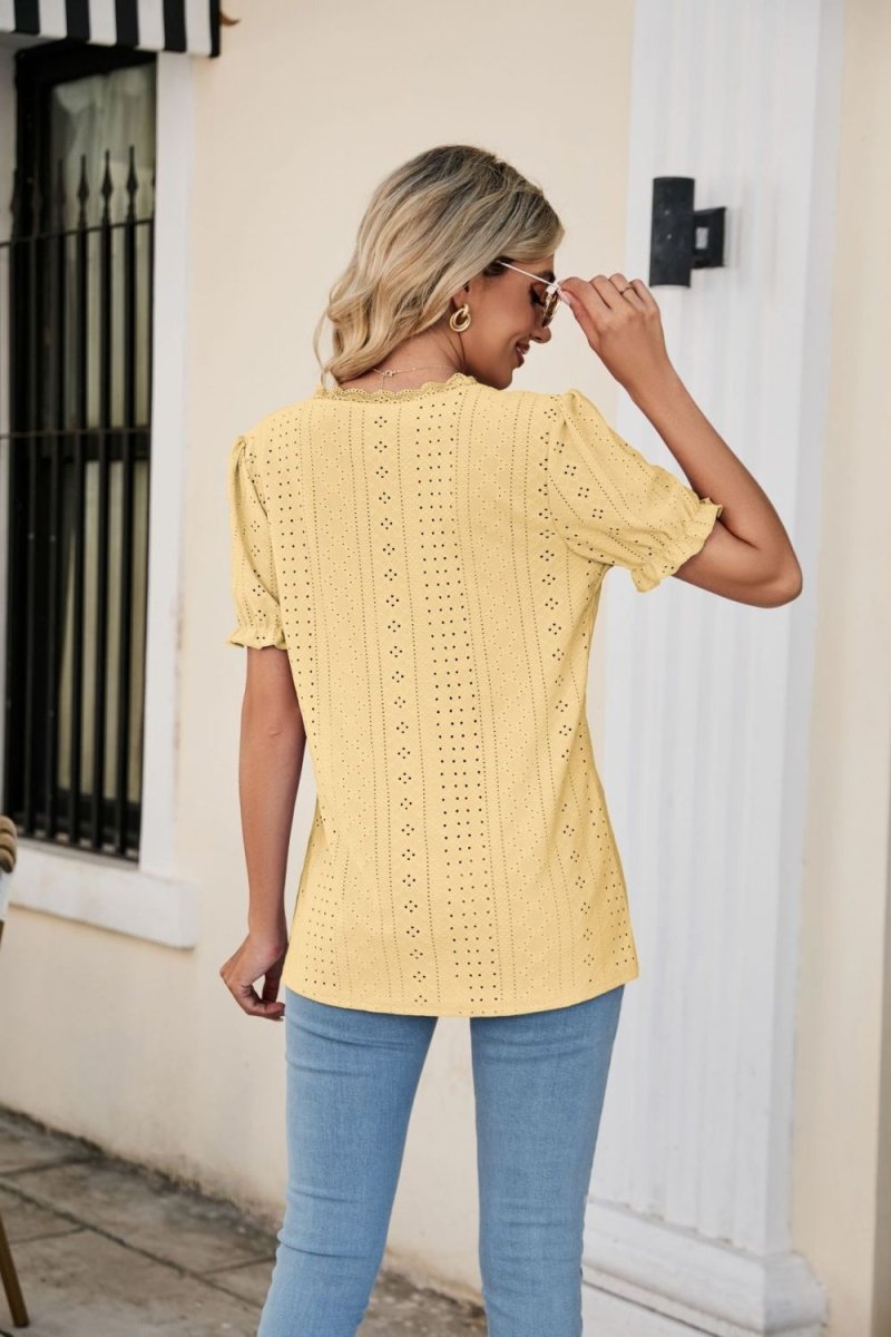 Analog Eyelet Blouse - Brick + Boho