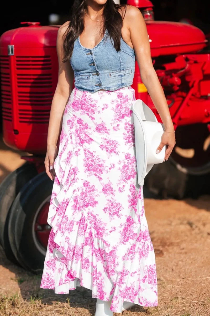 Around Town Ruffle Skirt - Brick + Boho
