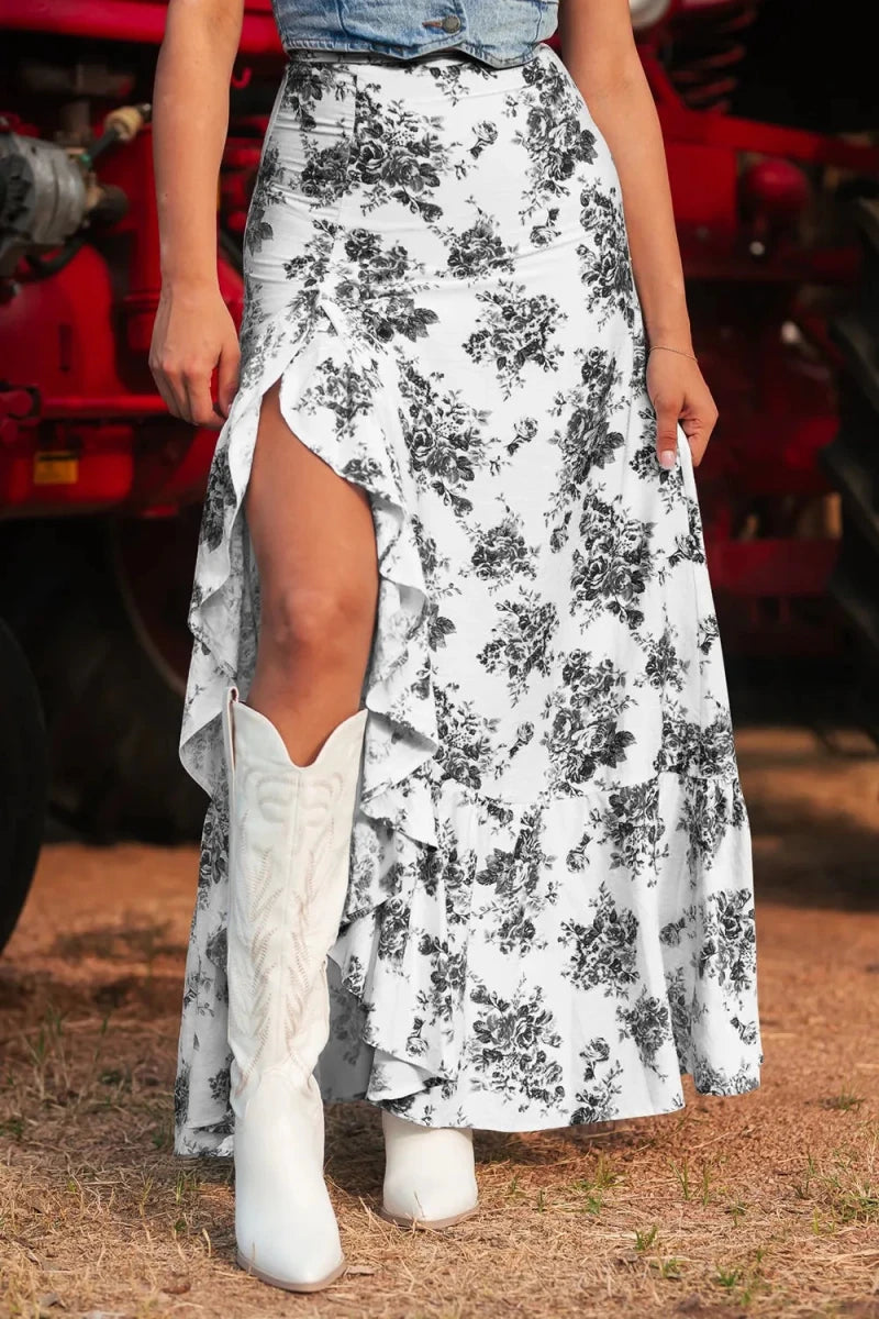Around Town Ruffle Skirt - Brick + Boho