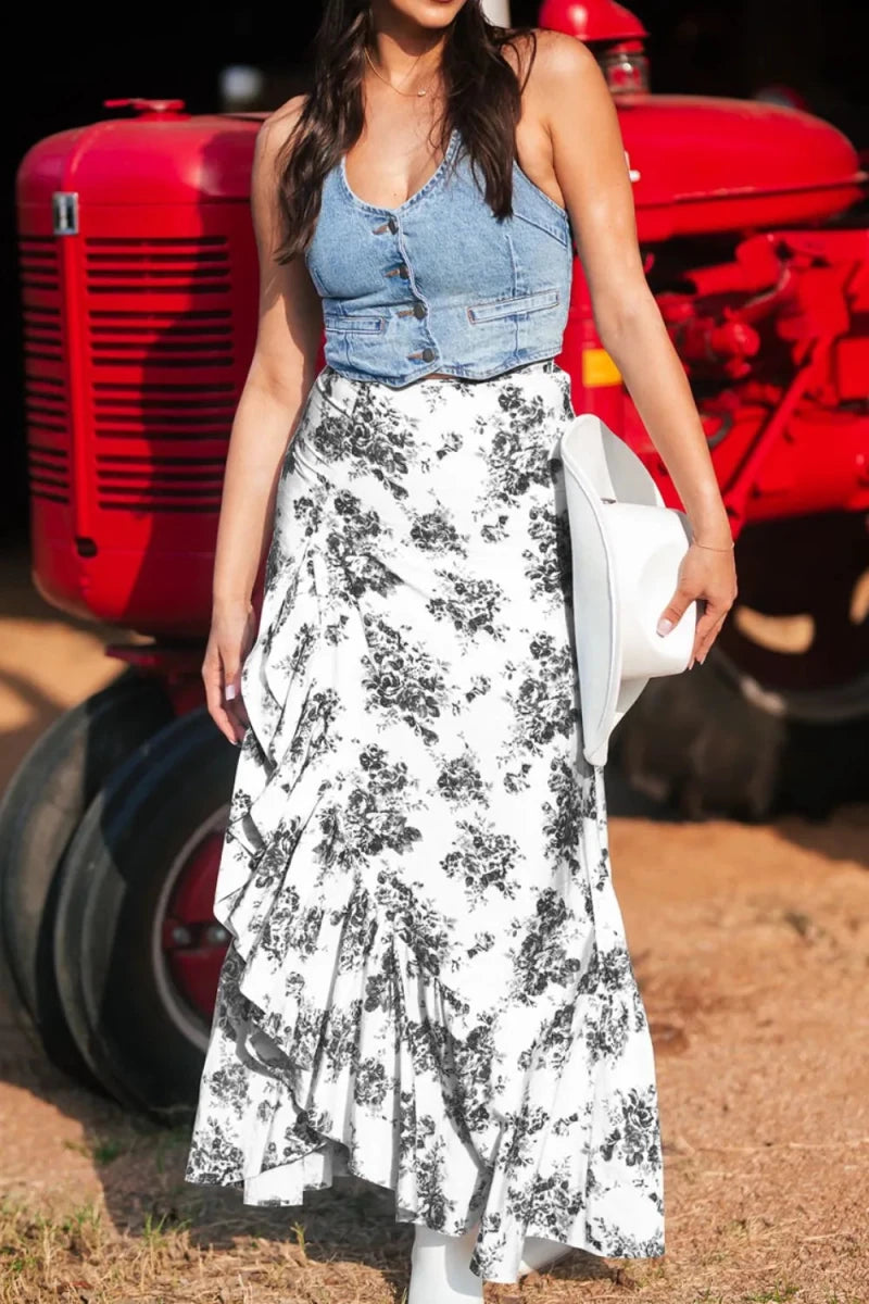 Around Town Ruffle Skirt - Brick + Boho