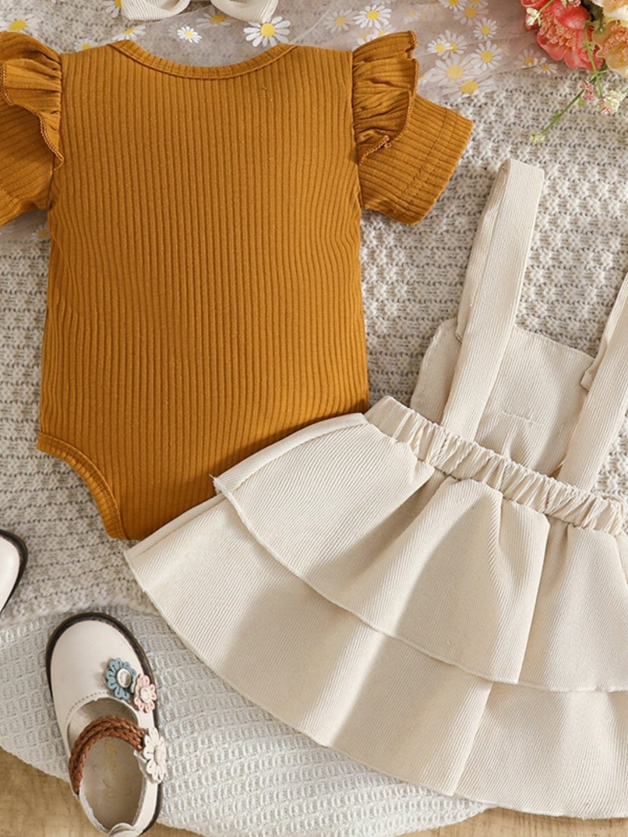 Baby Bow Top Dress & Headband Set - Brick + Boho