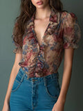 Bloom Ruffle Trim Blouse - Brick + Boho