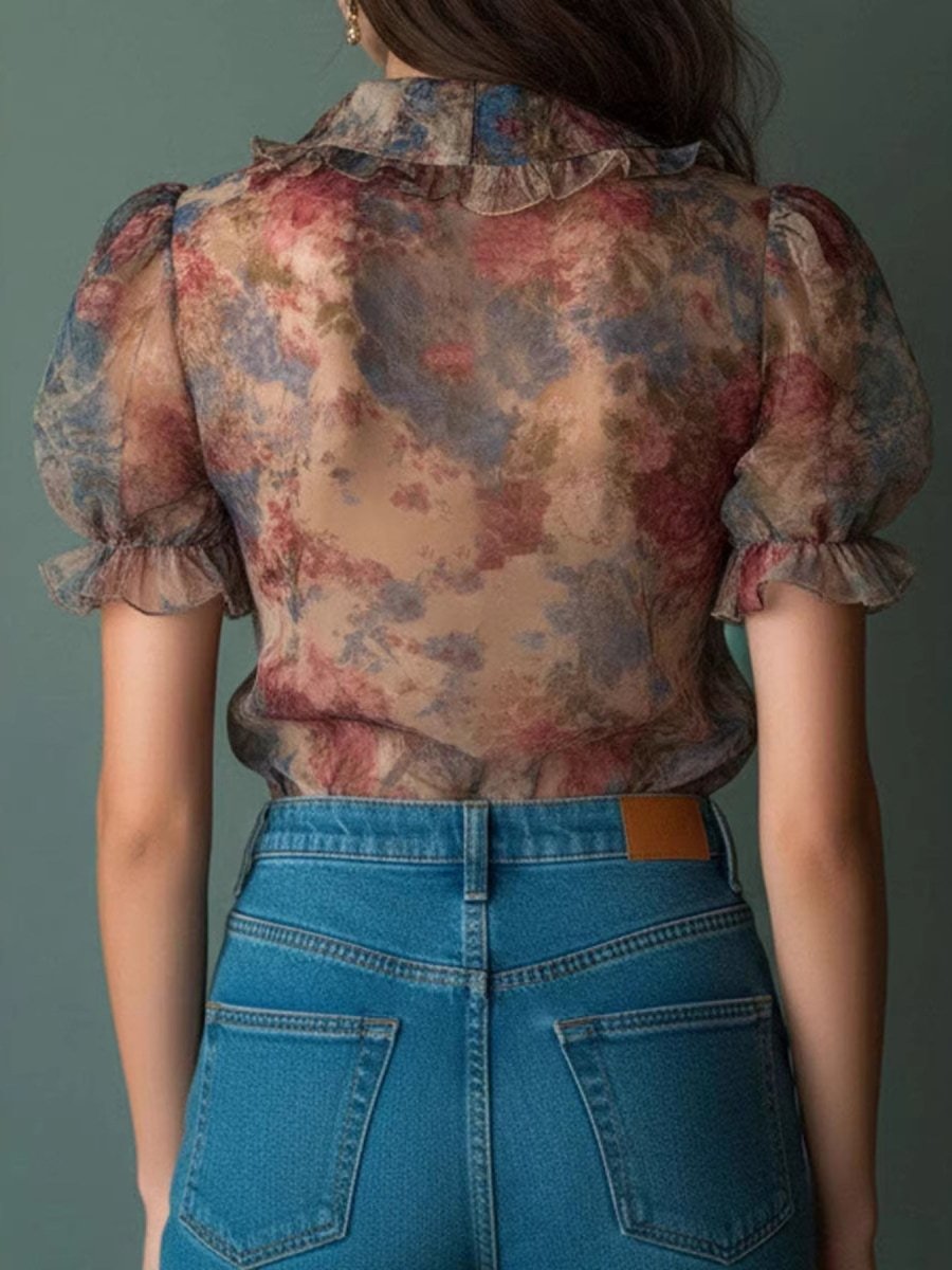 Bloom Ruffle Trim Blouse - Brick + Boho