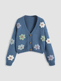 Blossom Whisper Applique Cardigan - Brick + Boho