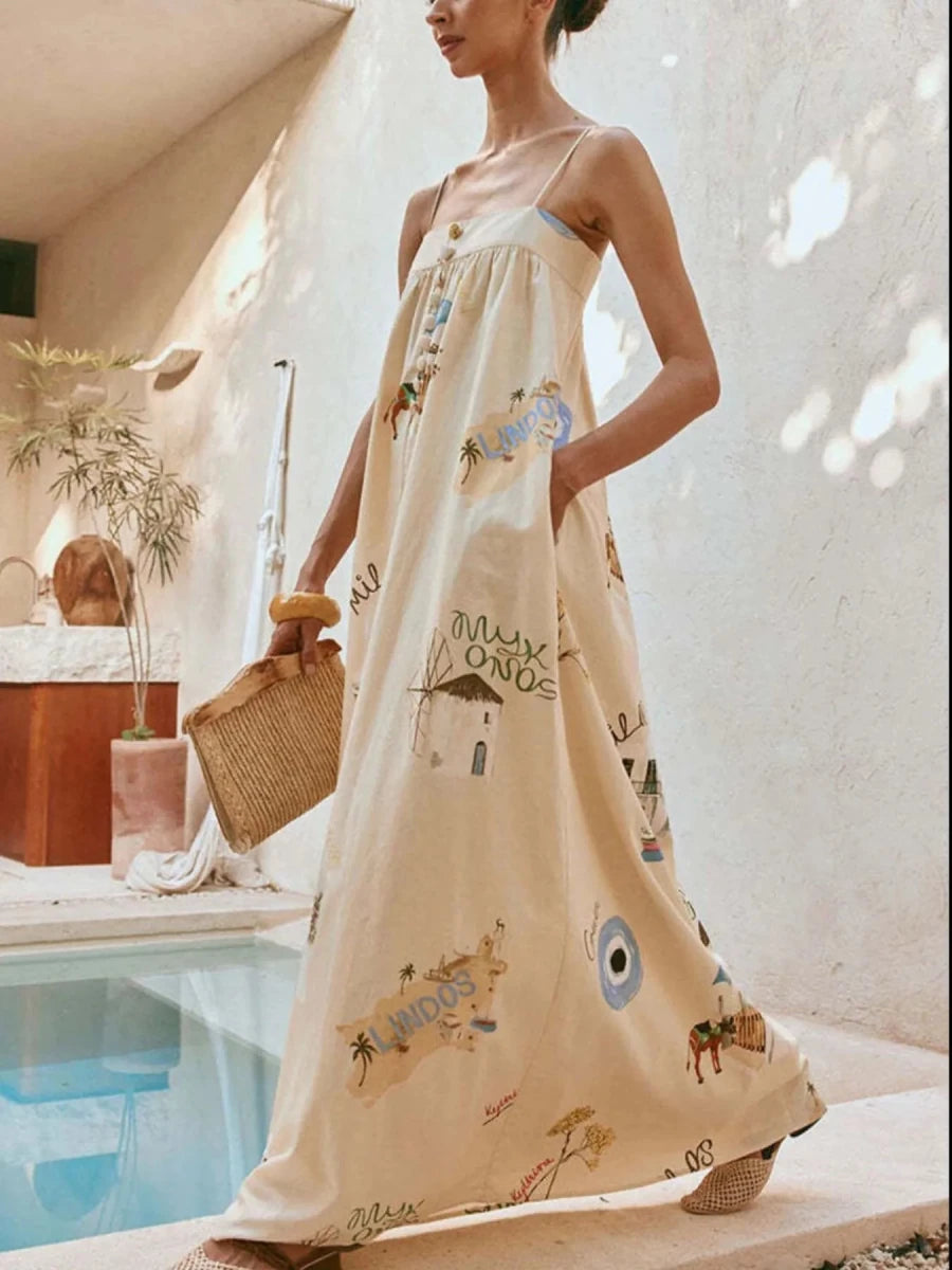Bohemian Minimalist Maxi Dress - Brick + Boho