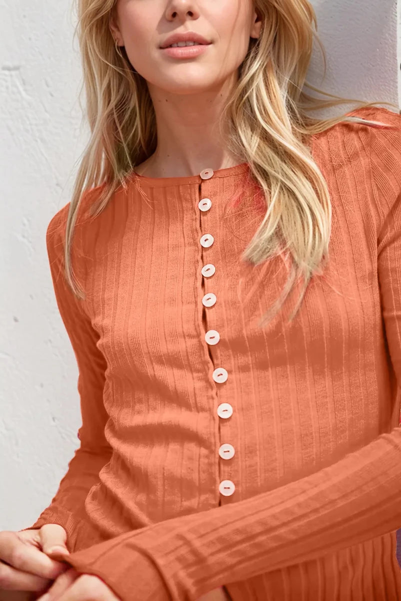 Bold Textured Blouse - Brick + Boho