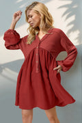 Boundless Waffle Henley Mini - Brick + Boho