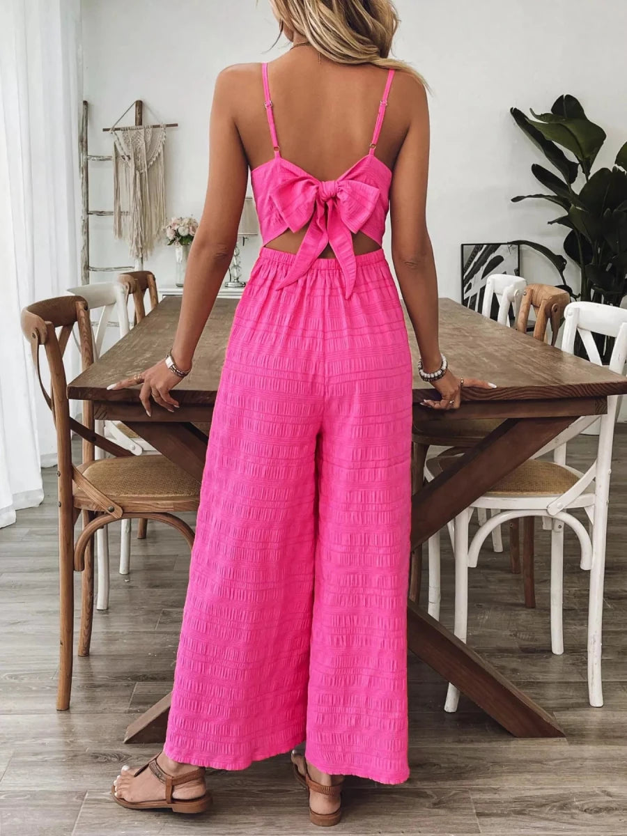 Bow Back Wide Leg Jumpsuit - Brick + Boho
