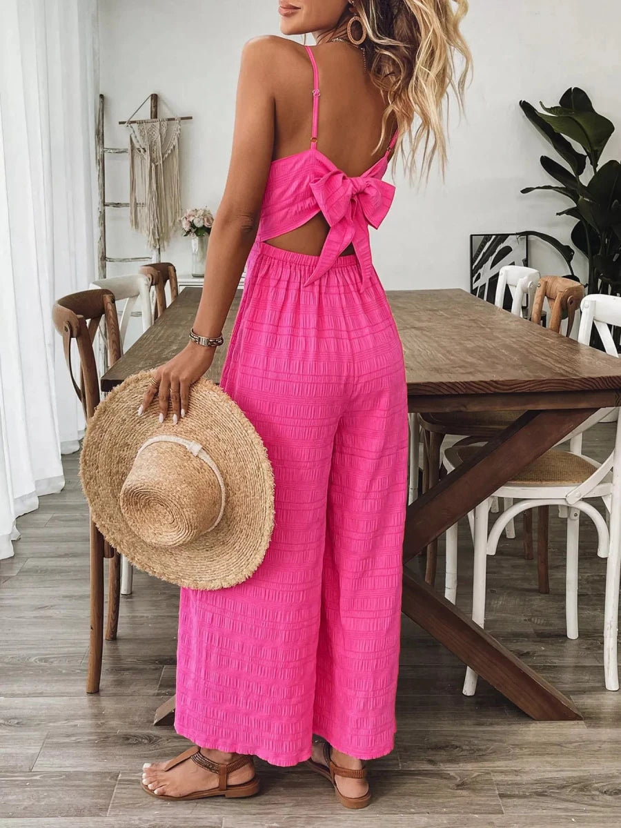 Bow Back Wide Leg Jumpsuit - Brick + Boho