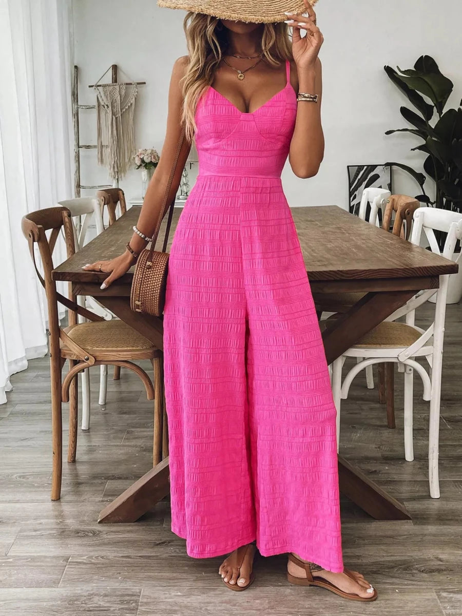 Bow Back Wide Leg Jumpsuit - Brick + Boho