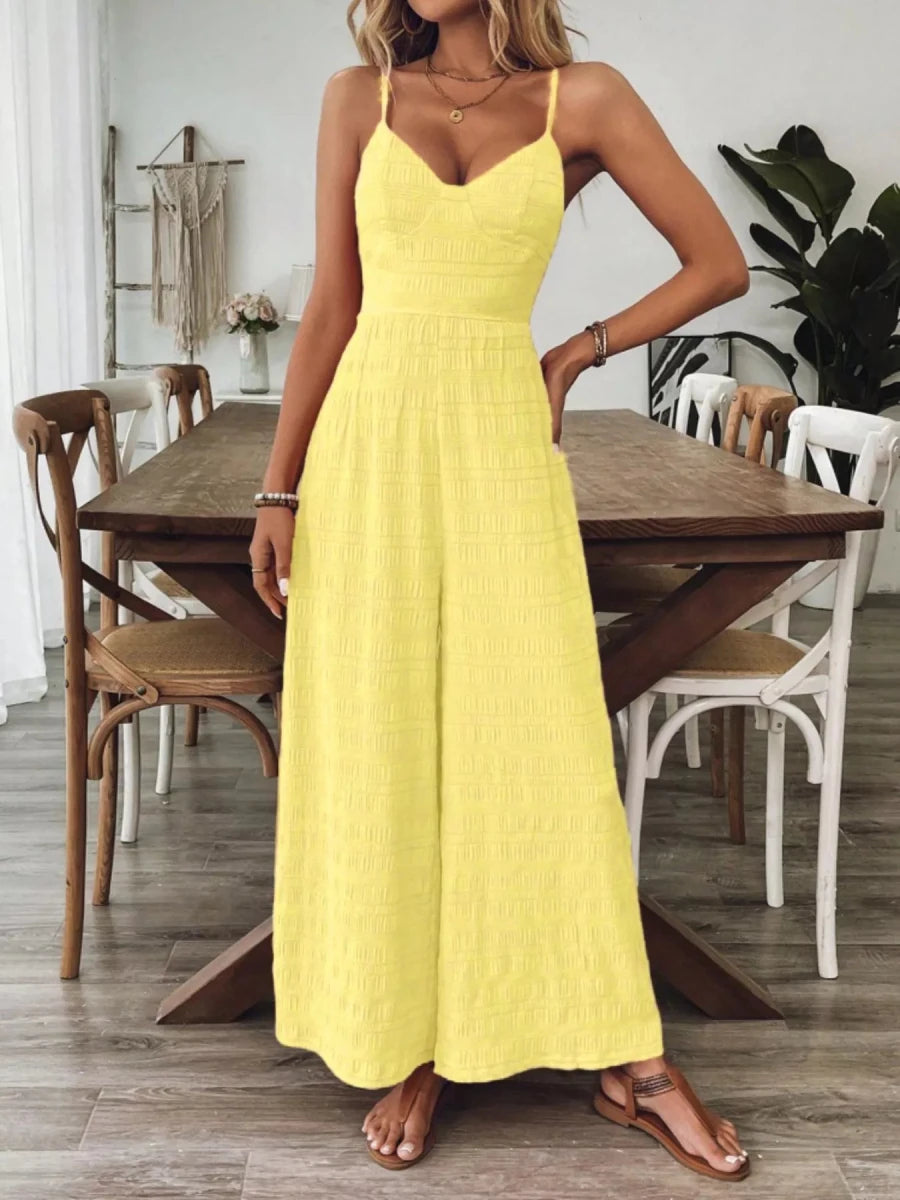 Bow Back Wide Leg Jumpsuit - Brick + Boho