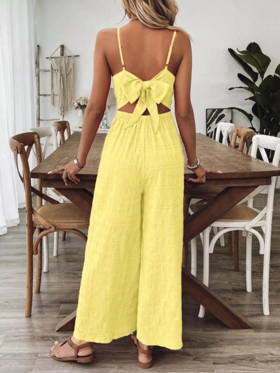 Bow Back Wide Leg Jumpsuit - Brick + Boho