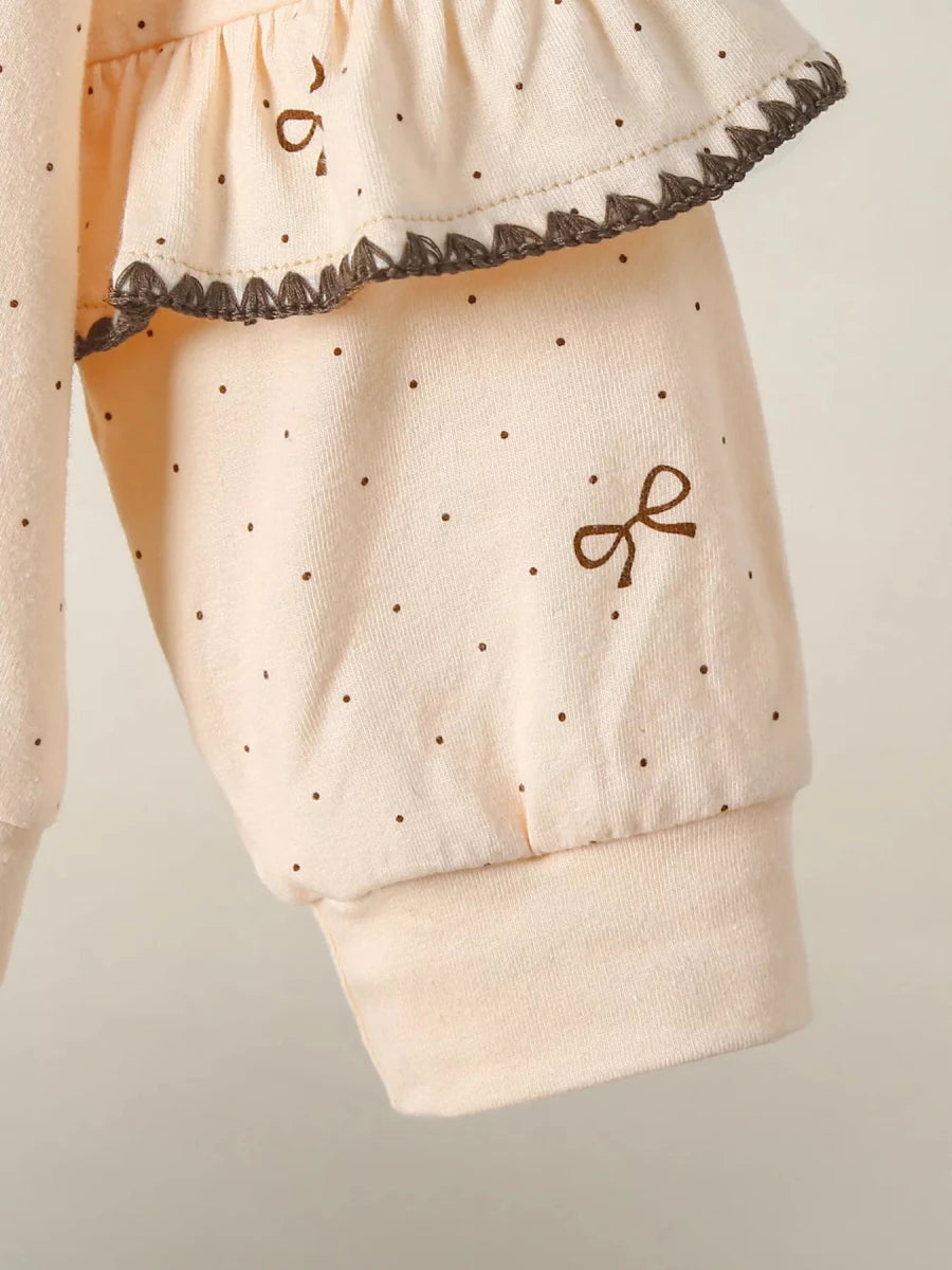 Bowknot Ruffle Sleeve Set - Brick + Boho