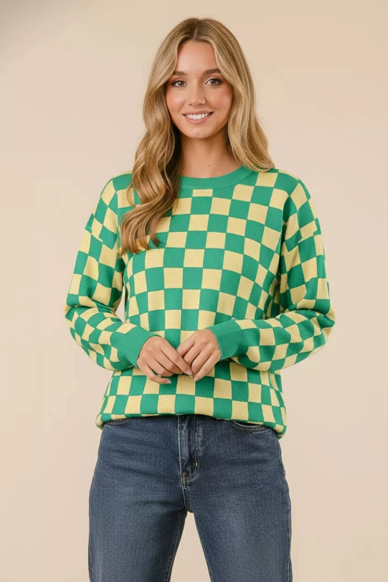 California Soul Checkered Pullover - Brick + Boho