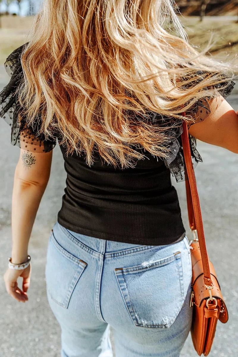 Canyon Moon Polka Mesh Top - Brick + Boho