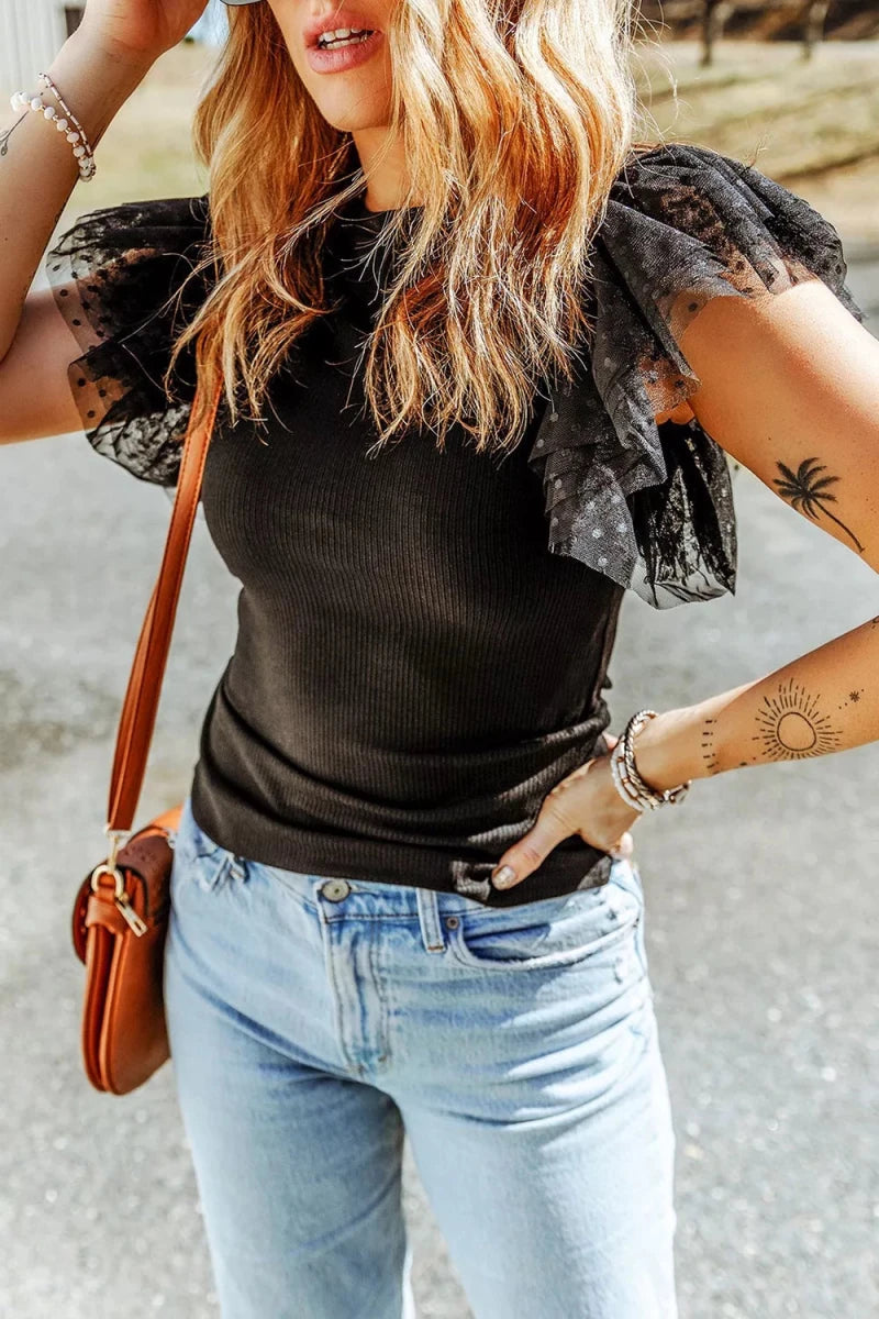Canyon Moon Polka Mesh Top - Brick + Boho