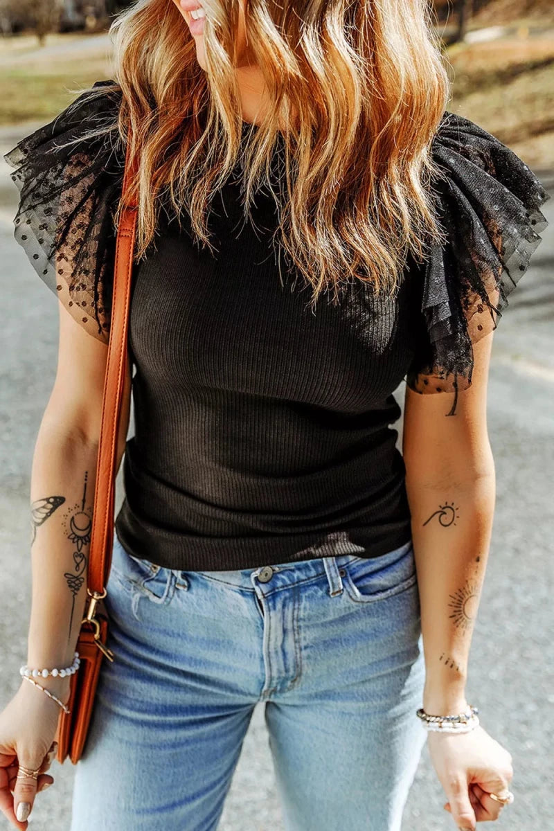 Canyon Moon Polka Mesh Top - Brick + Boho