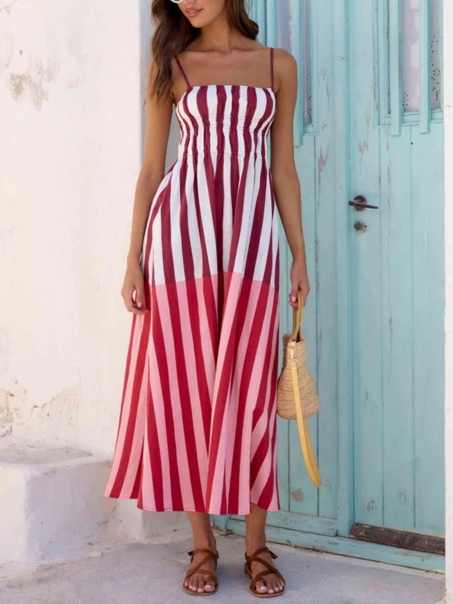 Cape Bound Striped Midi Dress - Brick + Boho