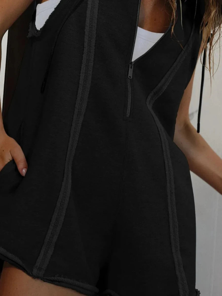 Carefree Hooded Sleeveless Romper - Brick + Boho