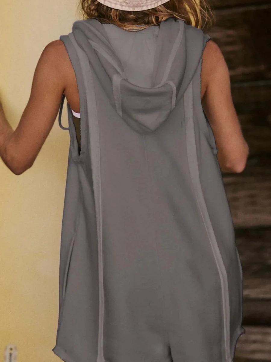 Carefree Hooded Sleeveless Romper - Brick + Boho