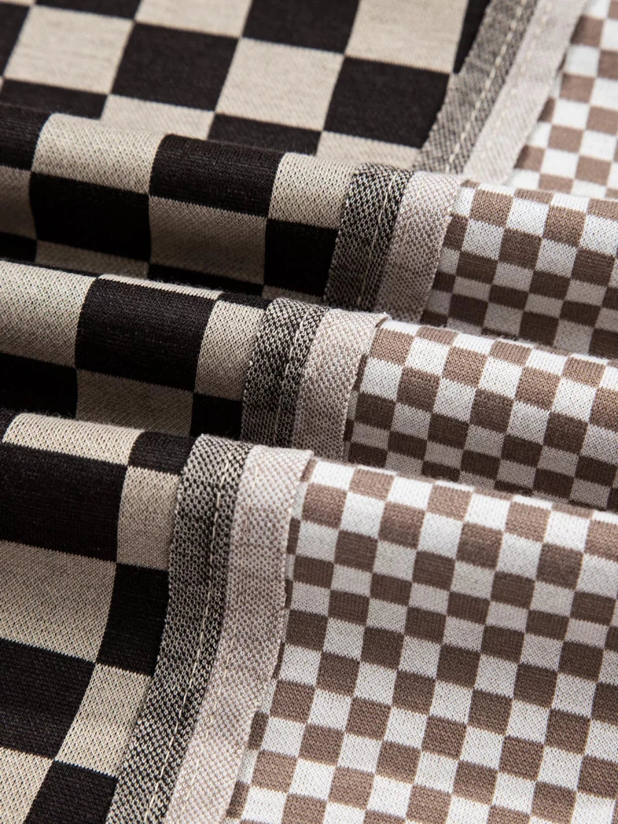 Checkered Wanderer Patchwork Sweater - Brick + Boho