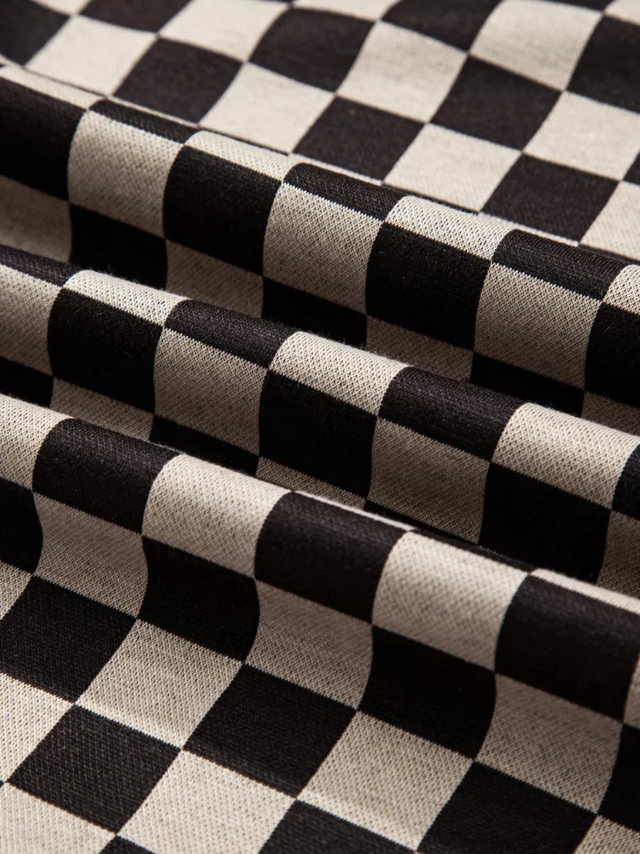 Checkered Wanderer Patchwork Sweater - Brick + Boho