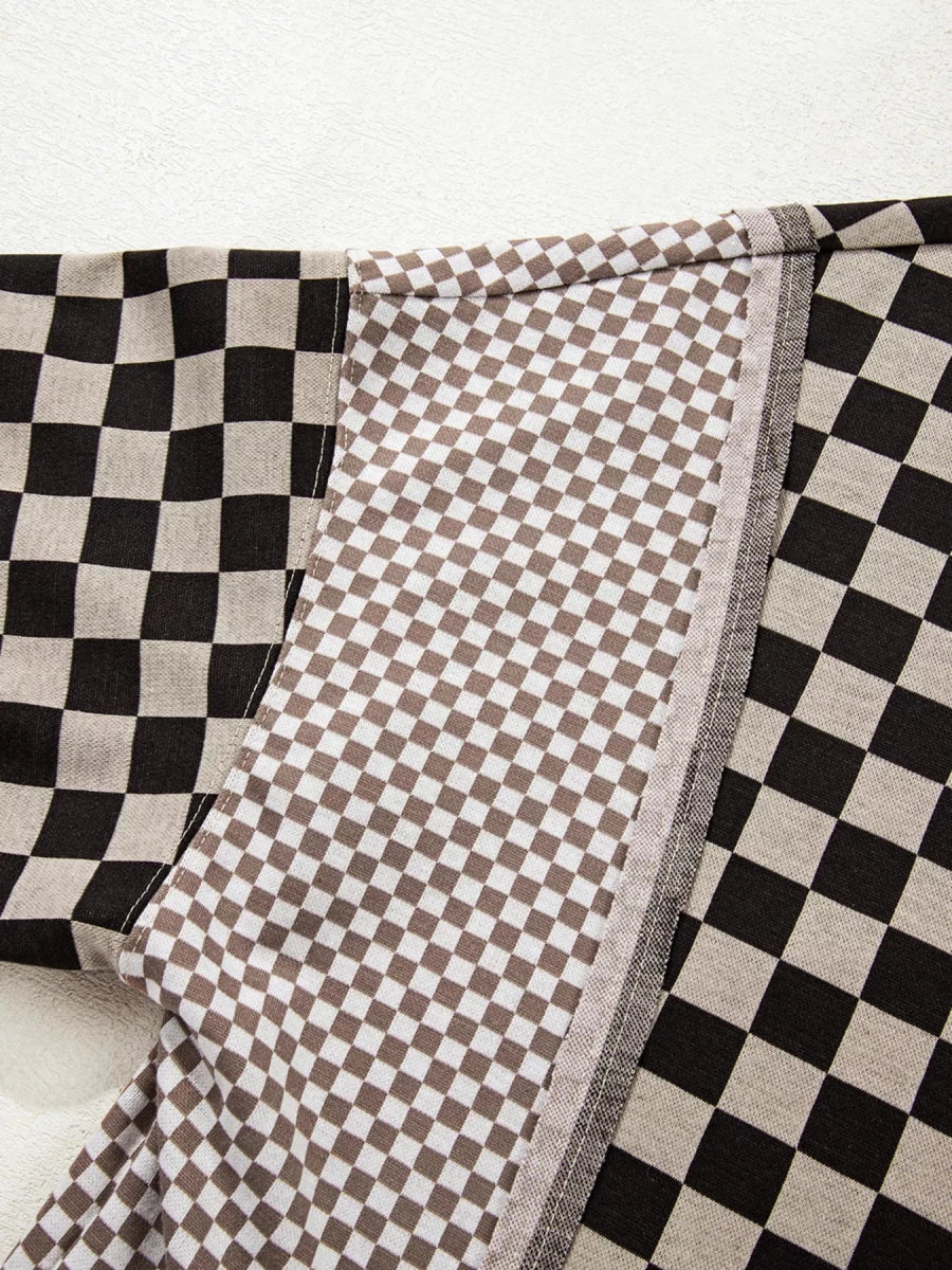 Checkered Wanderer Patchwork Sweater - Brick + Boho