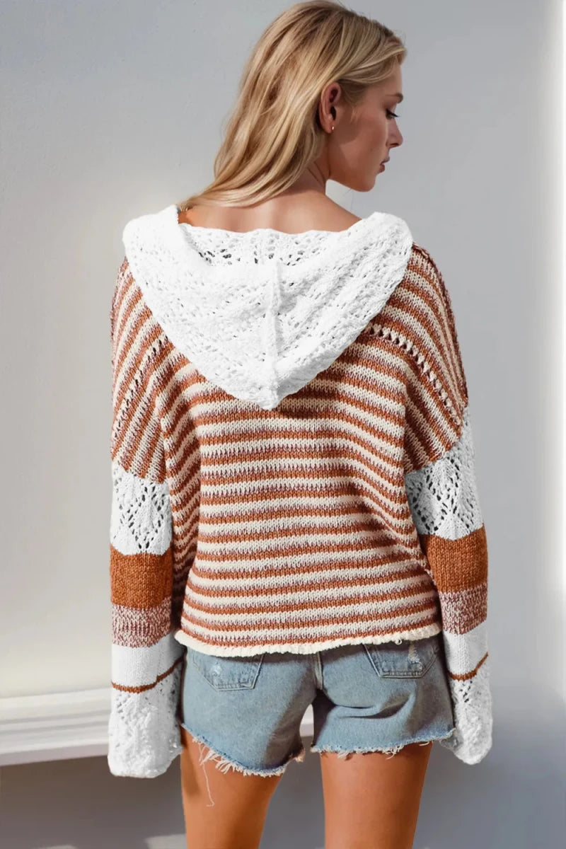 Coastal Crochet Hoodie - Brick + Boho