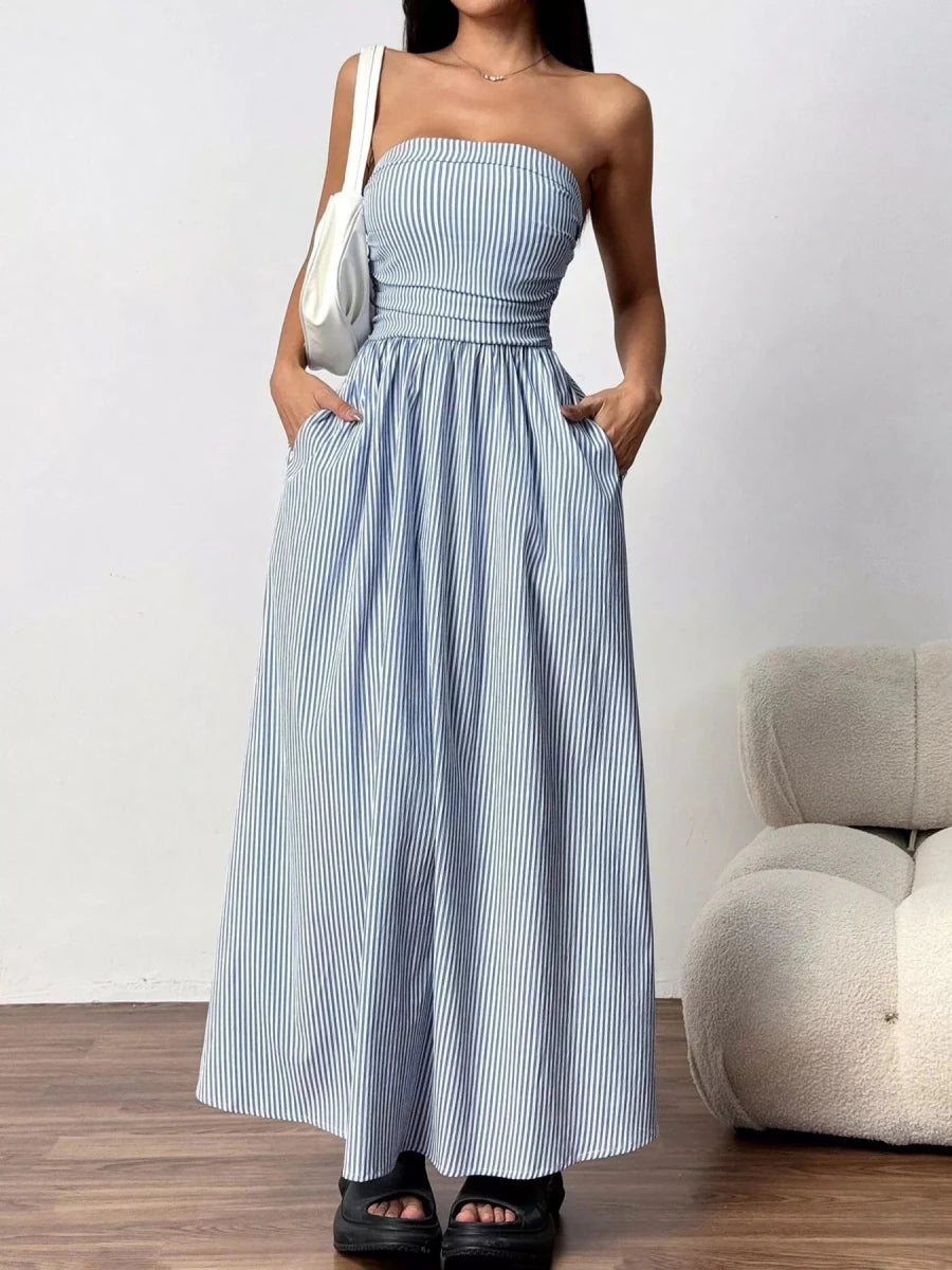 Coastline Dreams Stripe Maxi - Brick + Boho