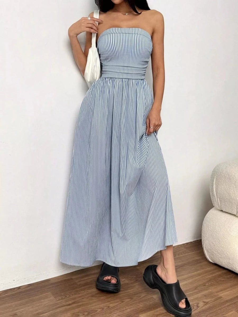 Coastline Dreams Stripe Maxi - Brick + Boho