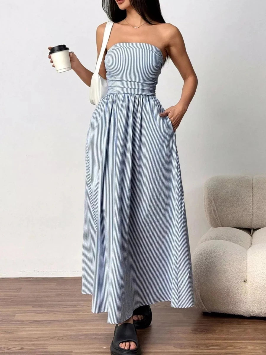 Coastline Dreams Stripe Maxi - Brick + Boho