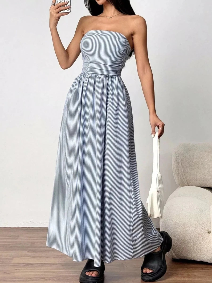 Coastline Dreams Stripe Maxi - Brick + Boho