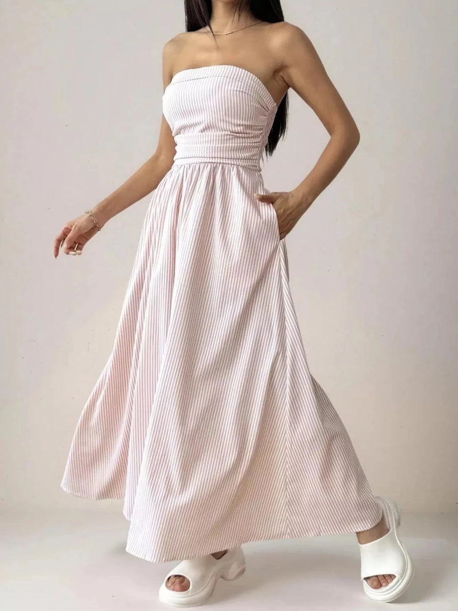 Coastline Dreams Stripe Maxi - Brick + Boho