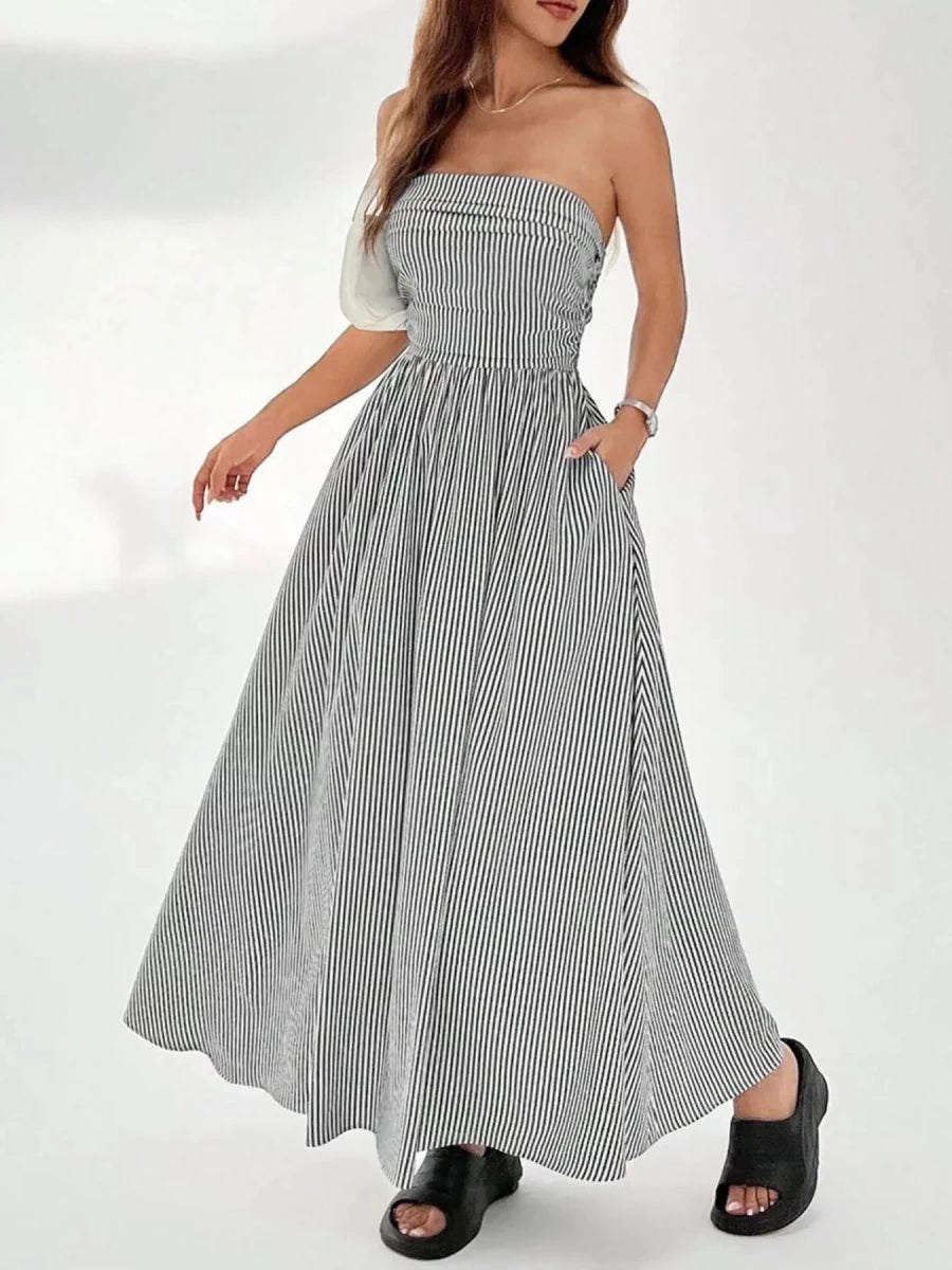 Coastline Dreams Stripe Maxi - Brick + Boho