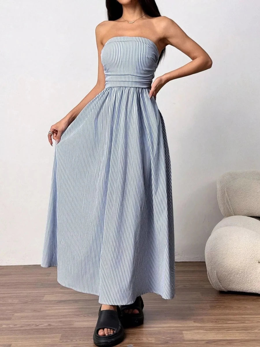 Coastline Dreams Stripe Maxi - Brick + Boho