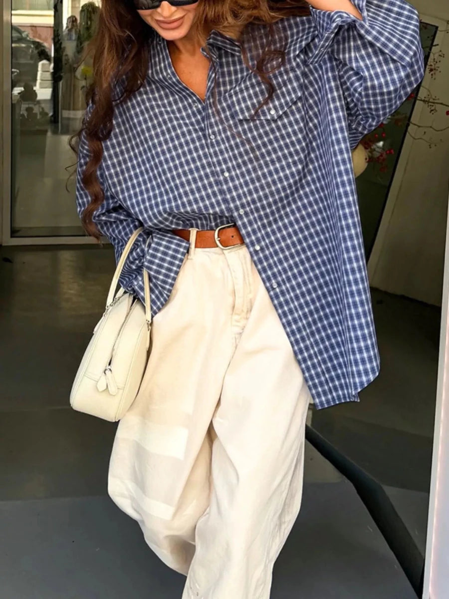 Cool Plaid Oversized Shirt - Brick + Boho