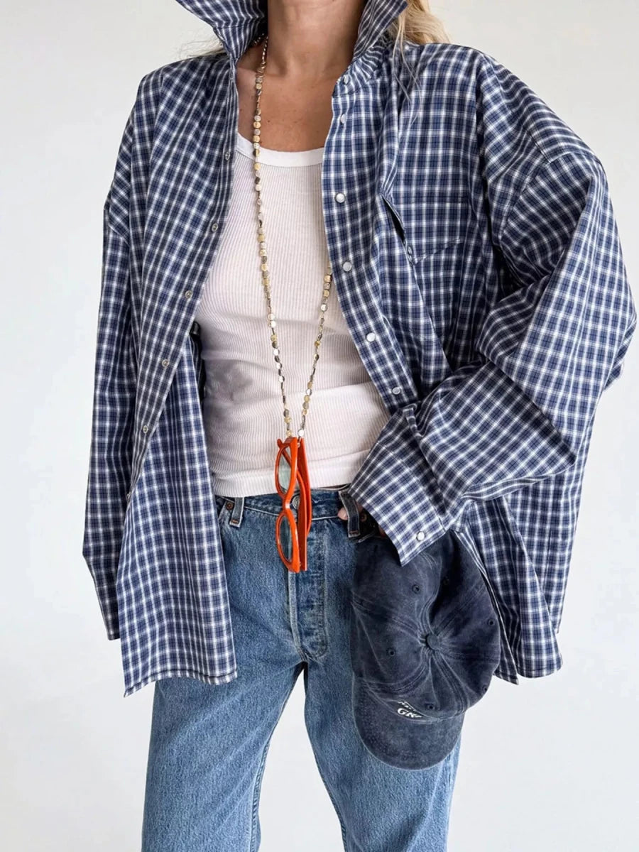 Cool Plaid Oversized Shirt - Brick + Boho