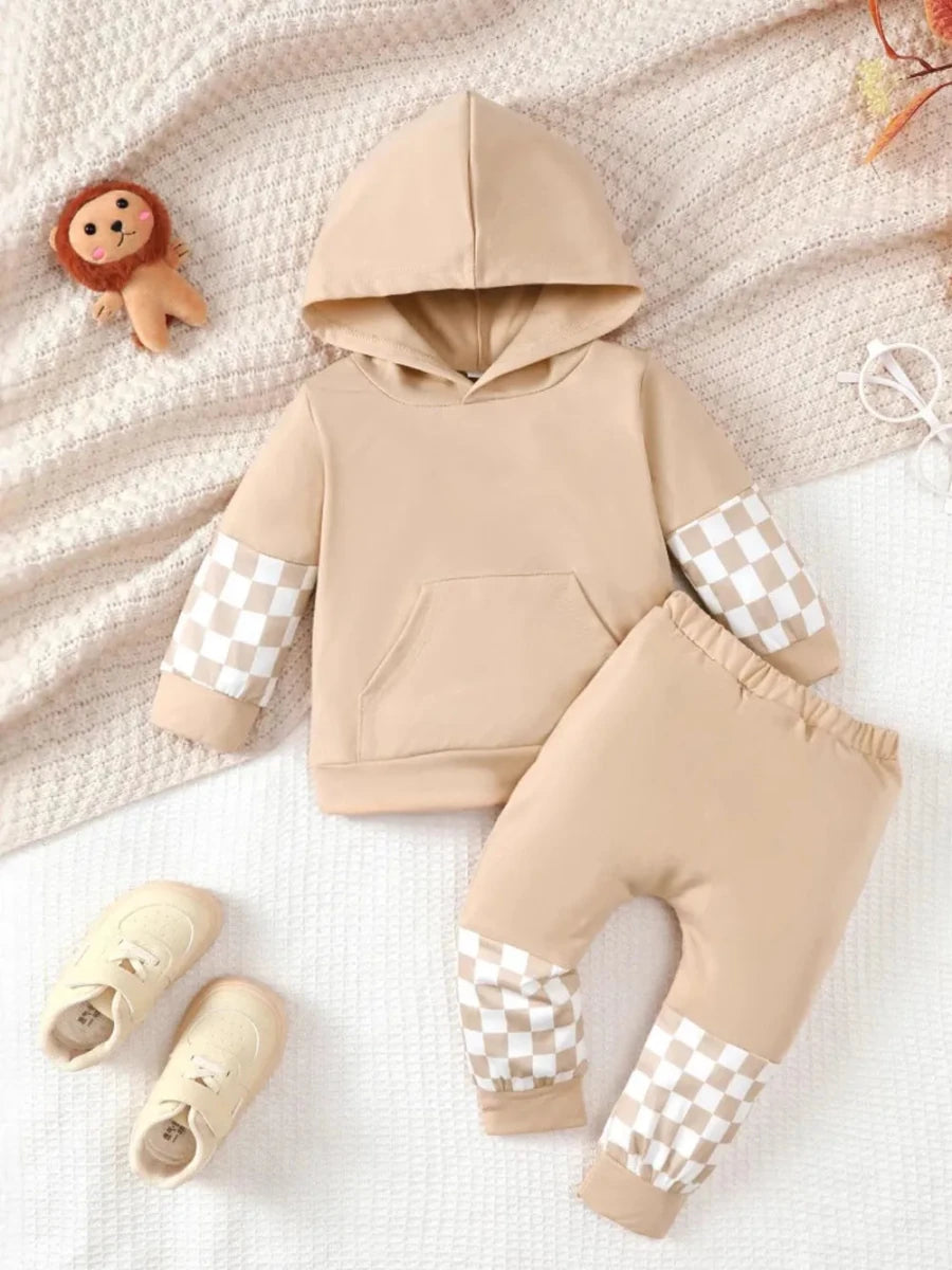 Cozy Checkered Baby Set - Brick + Boho