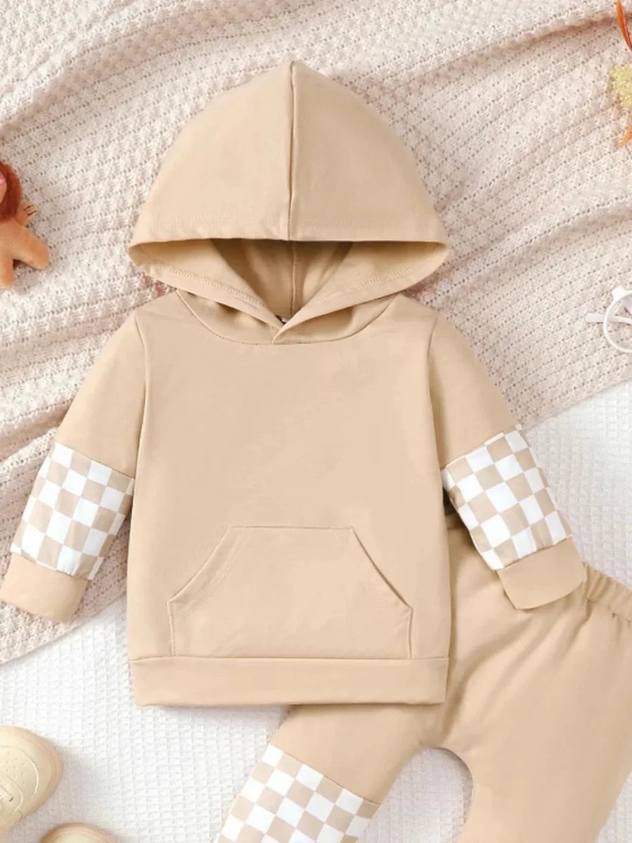 Cozy Checkered Baby Set - Brick + Boho