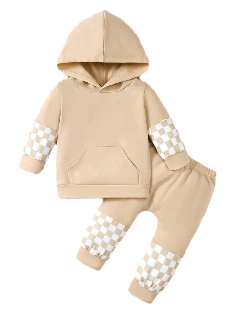 Cozy Checkered Baby Set - Brick + Boho