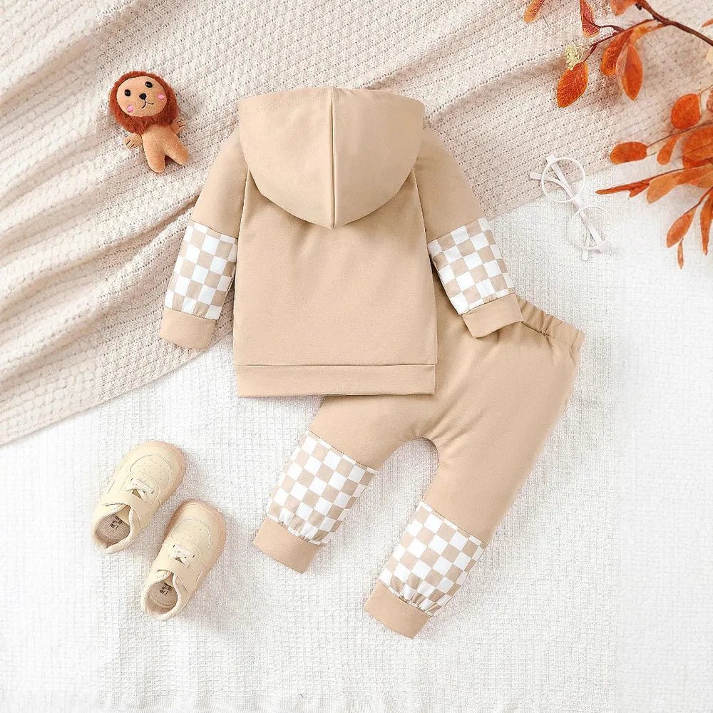 Cozy Checkered Baby Set - Brick + Boho