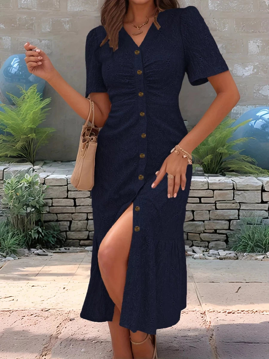 Crocheted Eyelet Midi - Brick + Boho