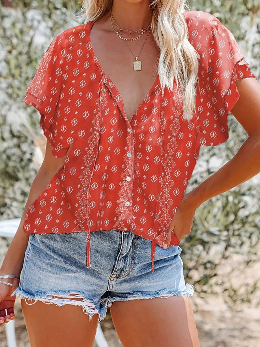 Drifting Wildflower Top - Brick + Boho