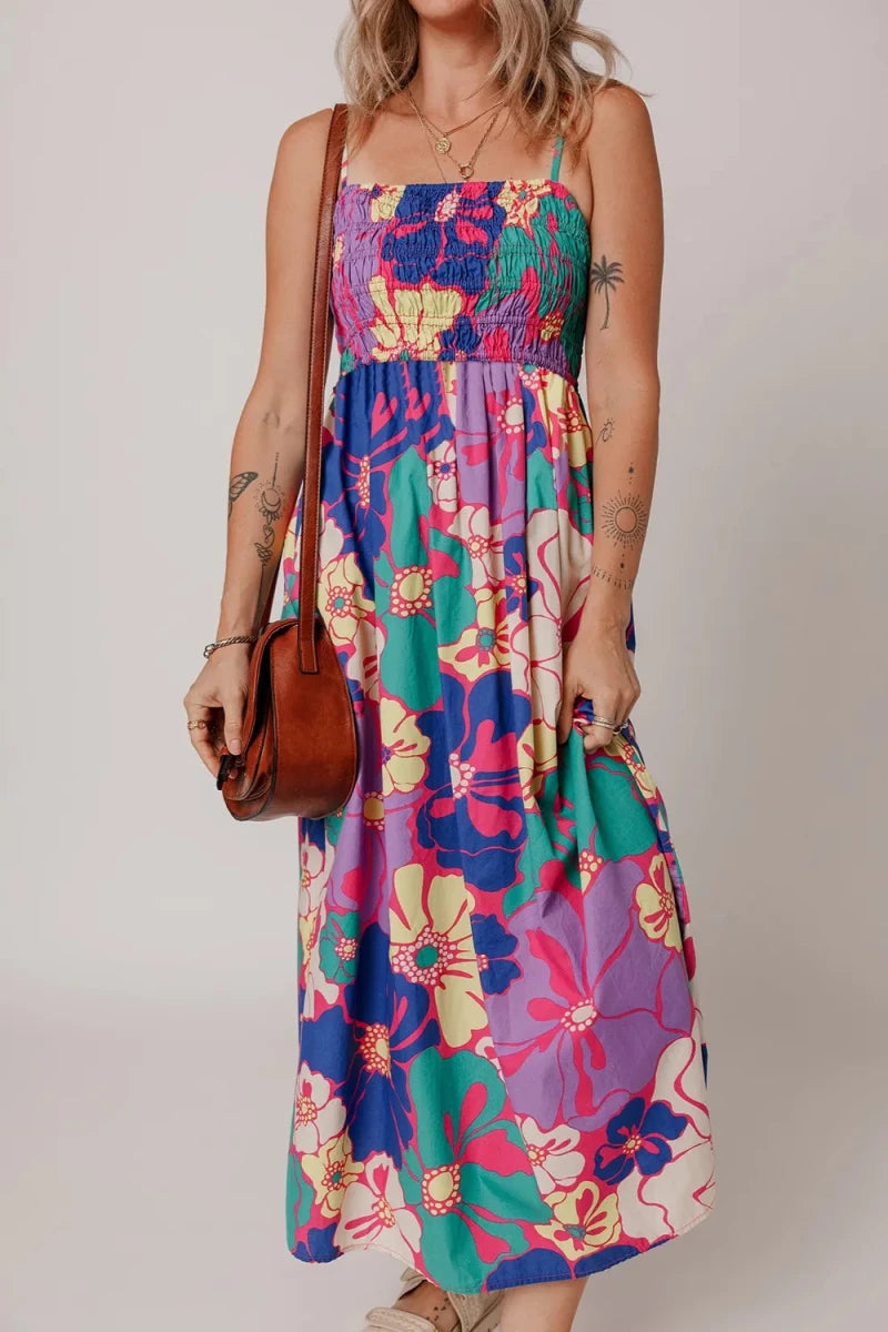 Electric Garden Shirred Maxi - Brick + Boho