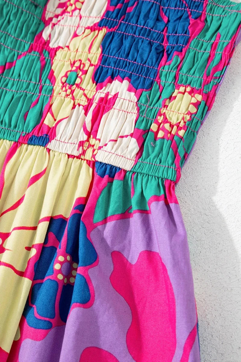 Electric Garden Shirred Maxi - Brick + Boho